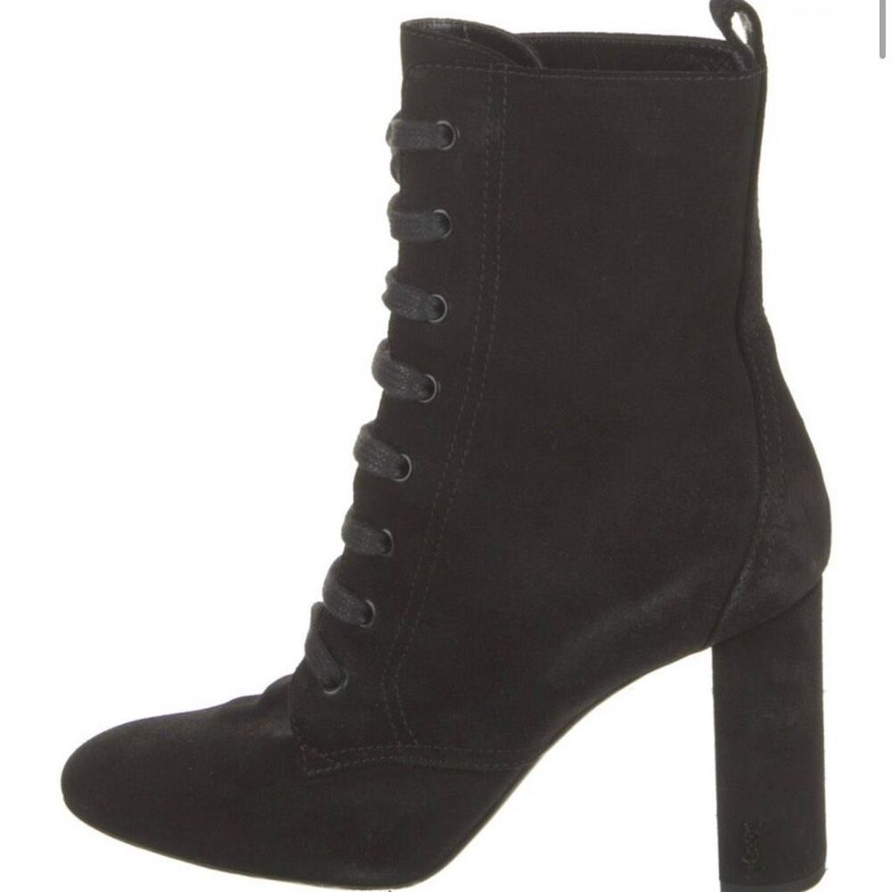 Saint Laurent LouLou Suede Lace Up Boots 39.5